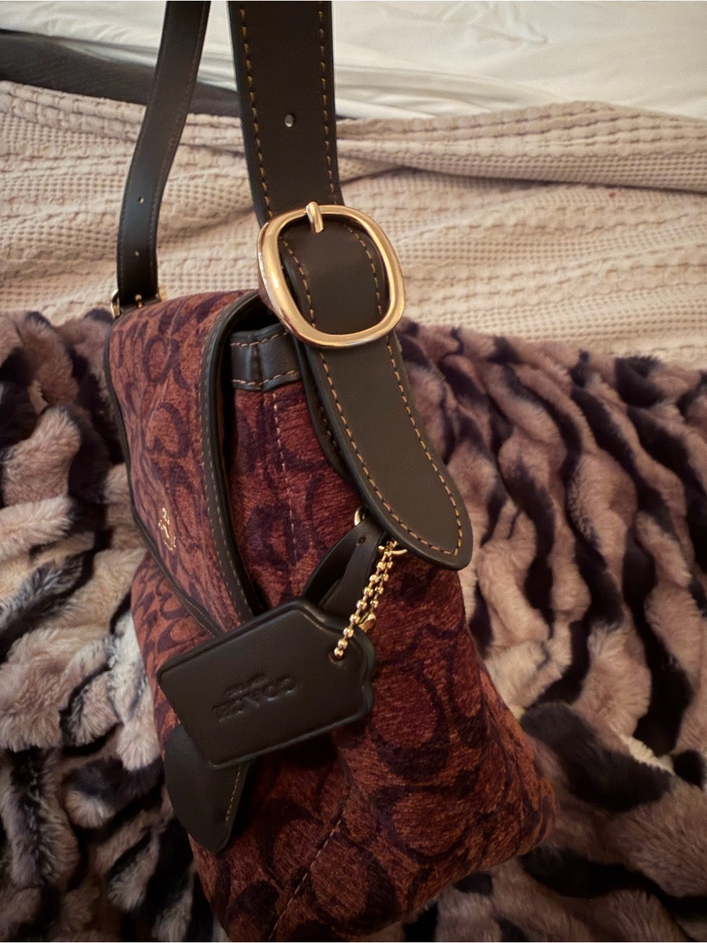 COACH Large Chenille Etta and matching Chenille Wallet NWOT - Picture 5 of 8